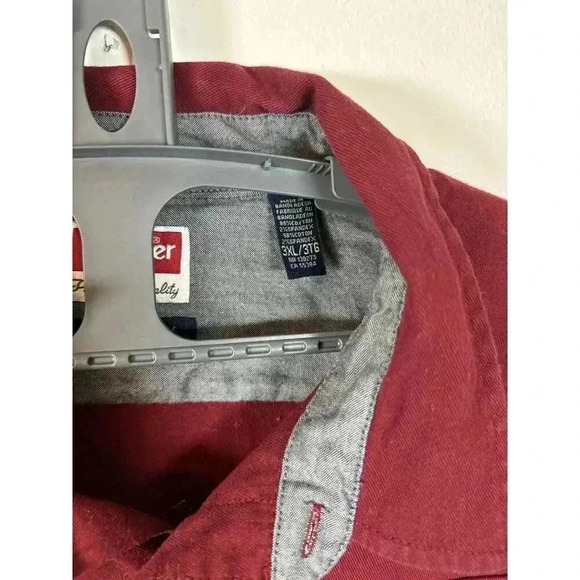 WRANGLER Men's Long Sleeve Shirt Size 3XL Button Down BURGUNDY Canvas Twill‎ Red - Picture 3 of 9